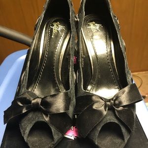 Black suede platforms